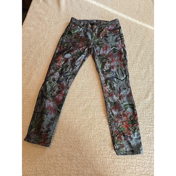 7 For All Mankind Denim - 7 For All Mankind Women's Floral Cropped Gwenevere Size 27 Spring Summer Jeans